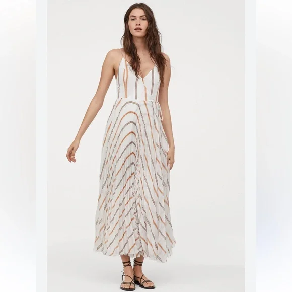 H&M Ivory Maxi Dress with Tan Stripes size 6 - Picture 3 of 16